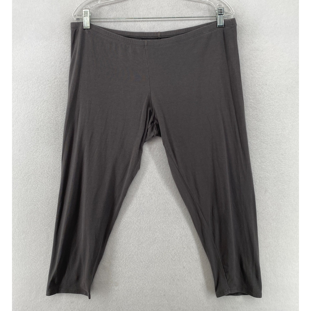 EILEEN FISHER Leggings XL Organic Cotton Stretch Jersey Cropped Pull On Gray USA